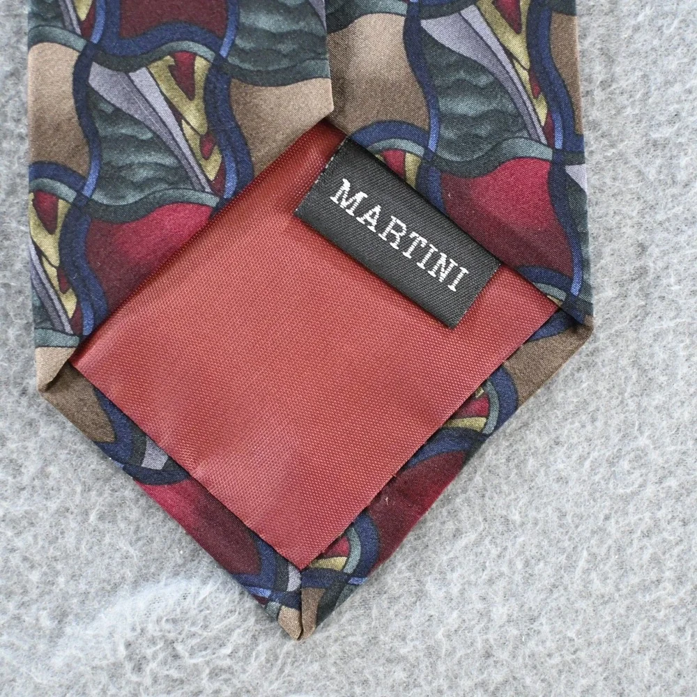 Martini Stonehenge Mens Cocktail Collection Silk Tie OS Multicolor Geometric 90s